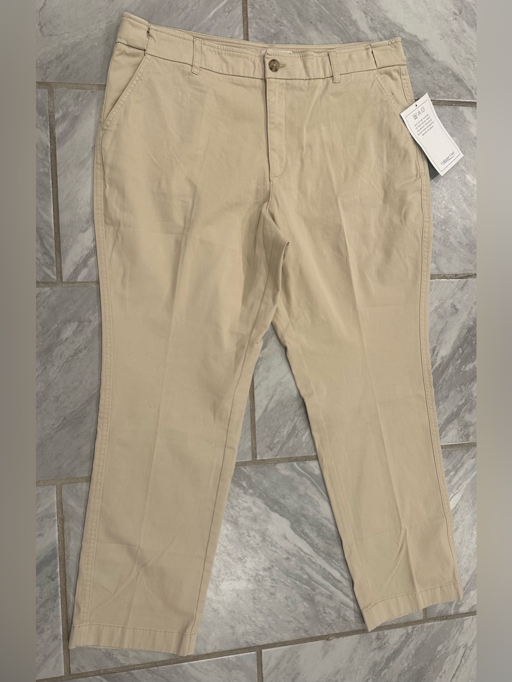 NWT Coldwater Creek Womens Beige Twill Chino Pants Slim Straight Mid Rise 16P